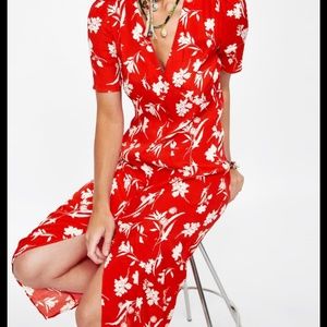 ZARA Red Floral Shirtdress